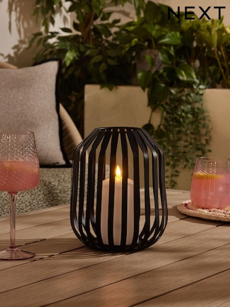 Black Outdoor Battery Operated Lantern (E22222) | €21