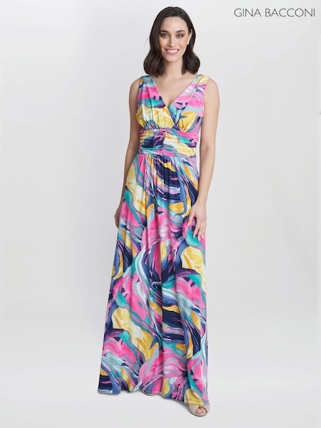 Gina Bacconi Pink Camille Jersey Maxi Dress (E22313) | €77
