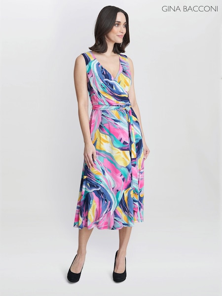 Gina Bacconi Pink Anastacia Fit And Flare Jersey Dress (E22334) | €61