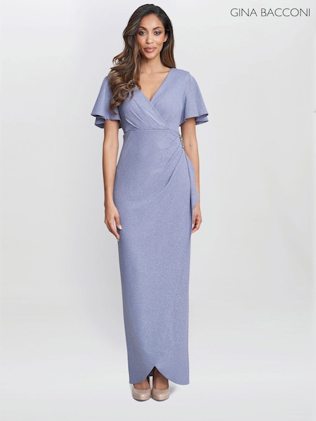 Gina Bacconi Purple Alissa Maxi Dress With Hip Embellishment (E22346) | €148