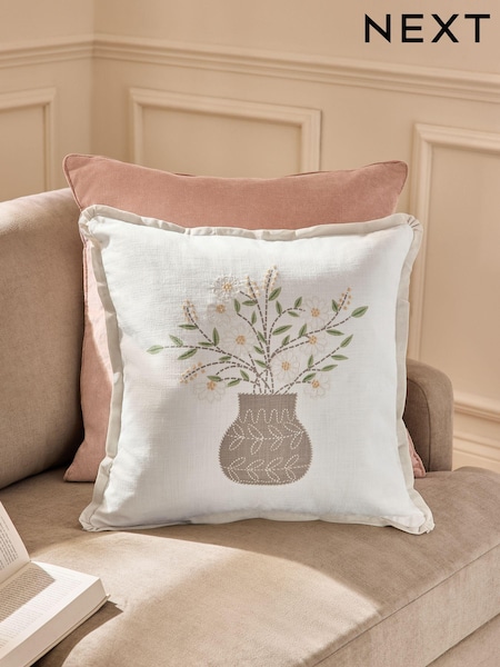 Natural Spring Embroidered Flower Vase Cushion (E22368) | €23
