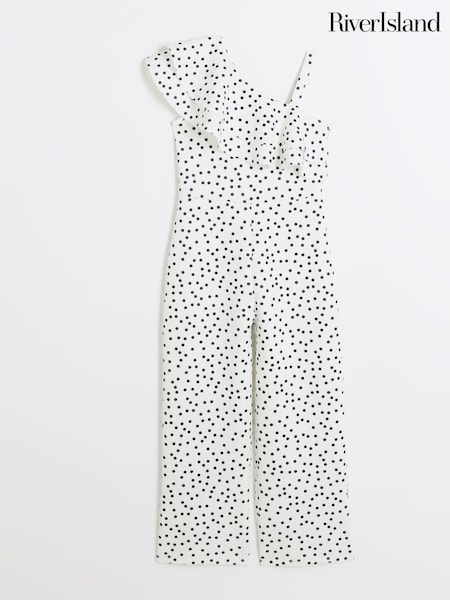 River Island White Girls Polka Dot Jumpsuit (E22407) | €18.50