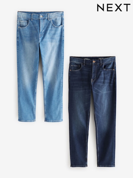 Blå Mid/Blå Ljus - 2 Pack - Slim Fit Classic Stretch Jeans (E22435) | kr820
