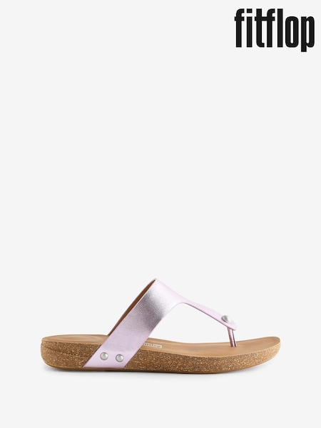 FitFlop Purple Iqushion Metallic Leather Toe Post Sandals (E22510) | €46