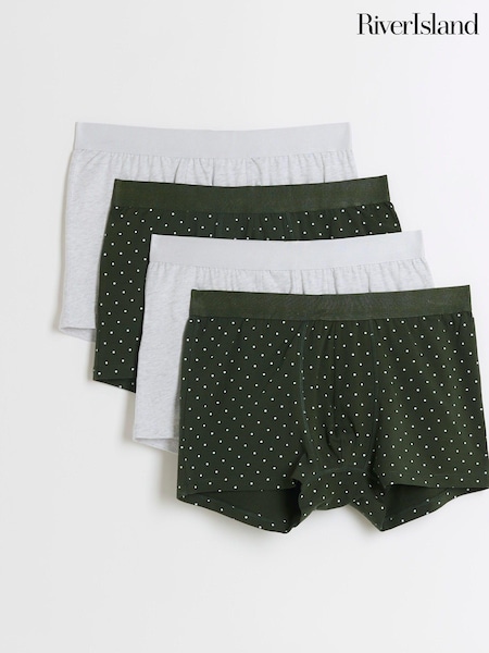 River Island Green Plain Spot Trunks 4 pack (E22525) | €36