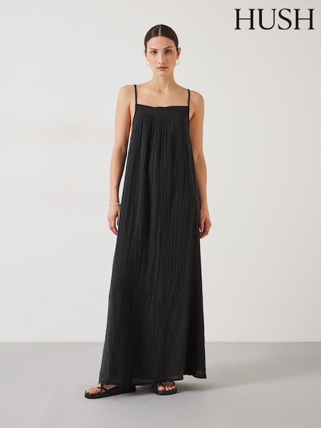 Hush Black Carmen Cami 100% Cotton Beach Dress (E22529) | €95