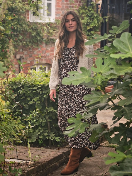 FatFace Libby Black Patterned Midi Dress (E22574) | €52.50