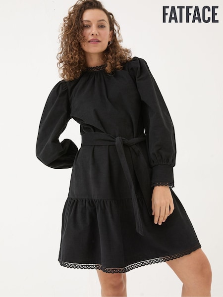 FatFace Black Adley Cord 100% Cotton Dress (E22575) | €52.50