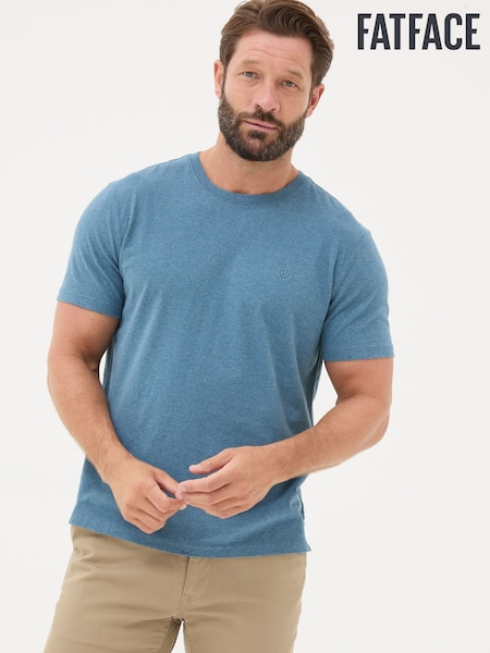 FatFace Lulworth Teal Blue 100% Cotton Organic Crew T-Shirt (E22578) | €18