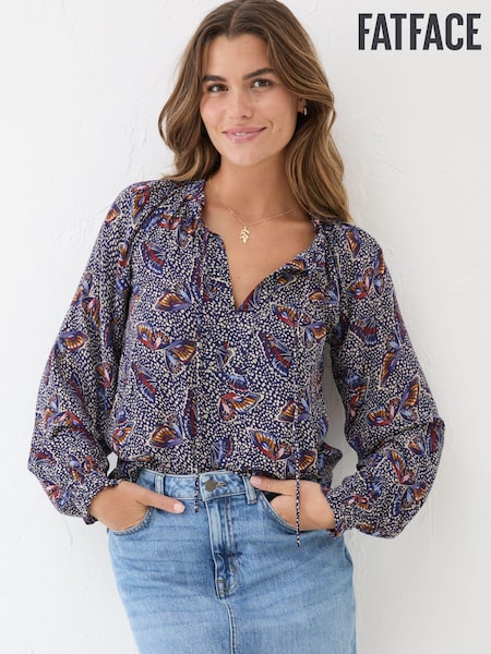 FatFace Dark Navy Lil Print Blouse (E22597) | €34