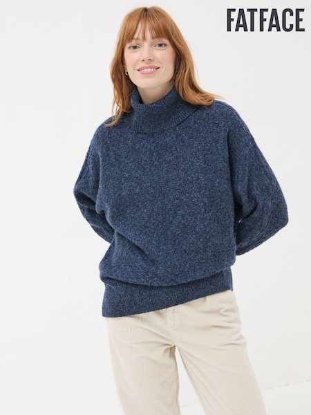 FatFace Navy Amara Roll Neck Knitted Jumper (E22598) | €50
