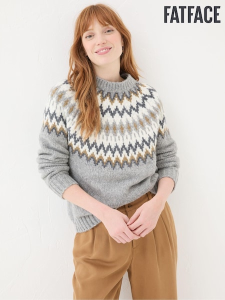 FatFace Cassie Grey Grey Fair Isle Jumper (E22599) | €36.50