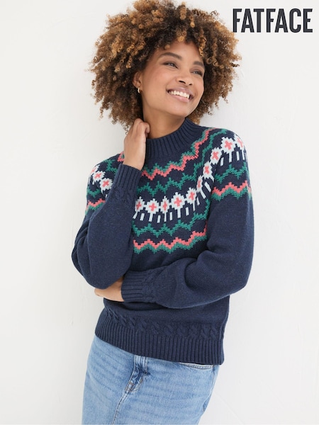 FatFace Navy Emma Fairisle Pattern Jumper (E22601) | €39.50
