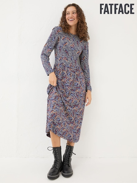 FatFace Fia Dark Navy Batik Dress (E22625) | €39.50