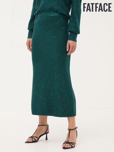 FatFace Teal Blue Sequin Knit Skirt (E22643) | €36.50
