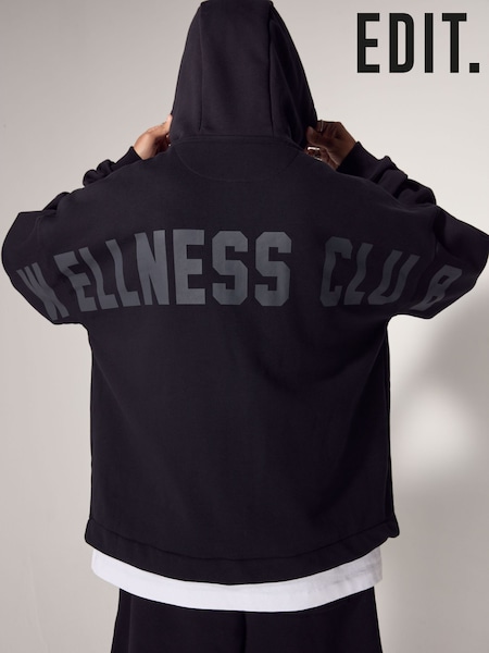 Black EDIT Zip Through Hoodie (E22658) | €23