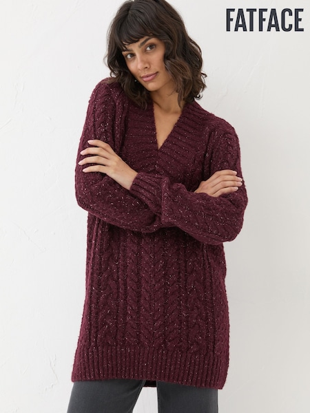 FatFace Dark Red Alicia V-Neck Tunic (E22677) | €42