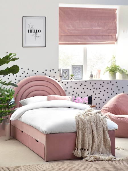 Opulent Velvet Blush Pink Kids Rainbow Upholstered Drawer Storage Bed Drawer Bed (E22709) | €700