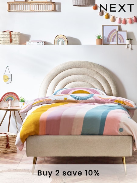 Soft Cosy Boucle Ivory Kids Rainbow Upholstered Bed (E22736) | €565 - €625
