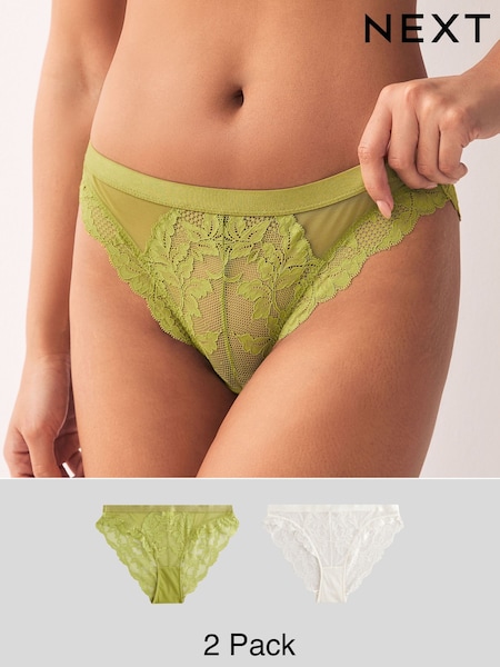Green High Leg Lace Knickers 2 Pack (E22768) | €25