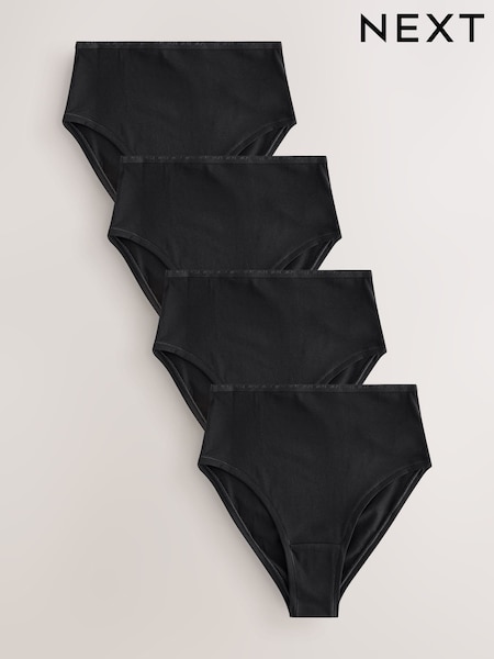 Black High Rise High Leg Thong Modal Logo Ultimate Comfort Knickers 4 Pack (E22771) | €29