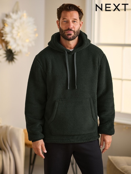 Green Fleece Borg Overhead Hoodie (E22841) | €23