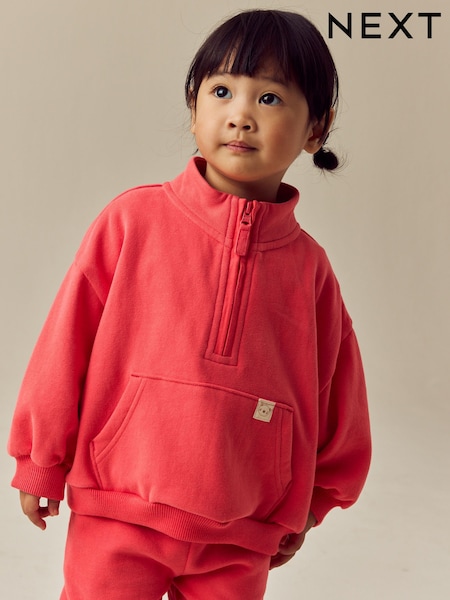 Coral Pink Half Zip Sweatshirt (3mths-7yrs) (E22901) | AED46 - AED56