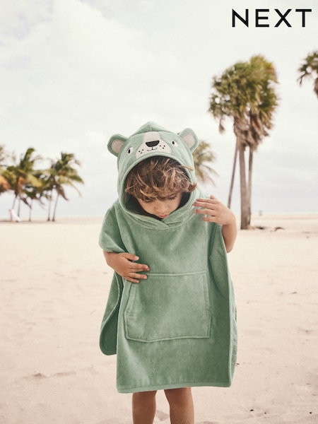 Зелений відтінку шавлії - 100% Cotton Towelling Poncho (9mths-6yrs) (E22920) | 823 грн - 906 грн