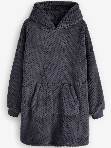 Slate Grey Textured Oversized Supersoft Hoodie (E22932) | AED70