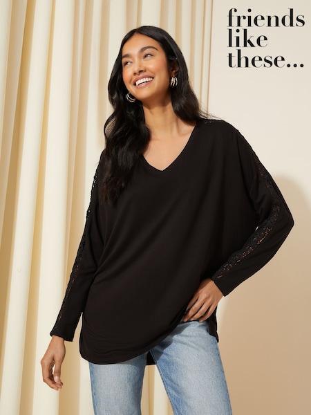 Friends Like These Soft Jersey V Neck Long Sleeve Tunic Top (E22935) | 21 €