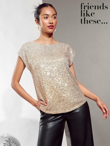 Degrade auriu - Friends Like These Paiete embellished Tricou (E22942) | 188 LEI