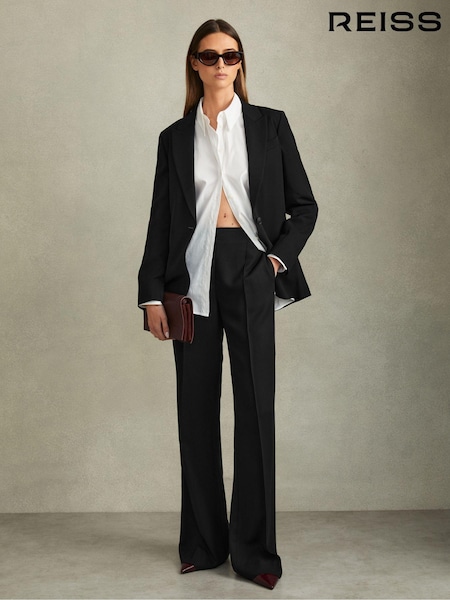 Reiss Black Tansey Fluid Wide Leg Trousers (E22952) | €57