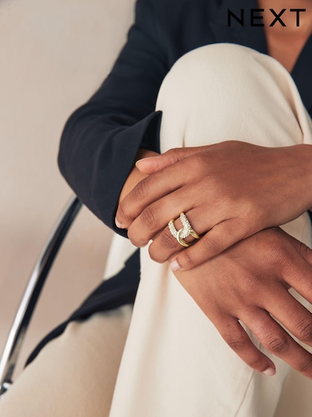 Guld ton - Interlink Sparkle Ring (E22962) | kr150