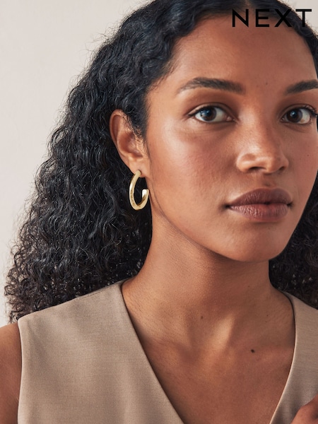 Gold Tone Twist Hoop Earrings (E22968) | €9.50