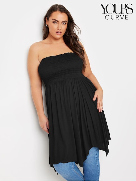 Yours Curve Black Shir Bandeau Longline Top (E23072) | 1,202 UAH