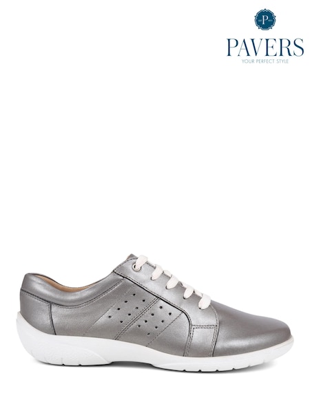 Pavers Pewter Lace-Up Leather Pumps (E23079) | €58