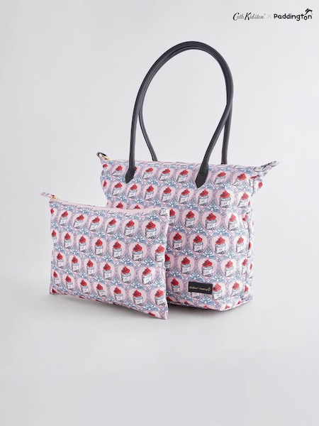 Cath Kidston Pink Paddington Hearts Foldaway Medium Tote Bag (E23215) | 287 QAR