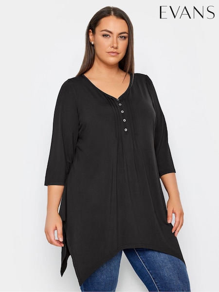 Evans Hanky Hem Henley Black Tunics (E23278) | €50