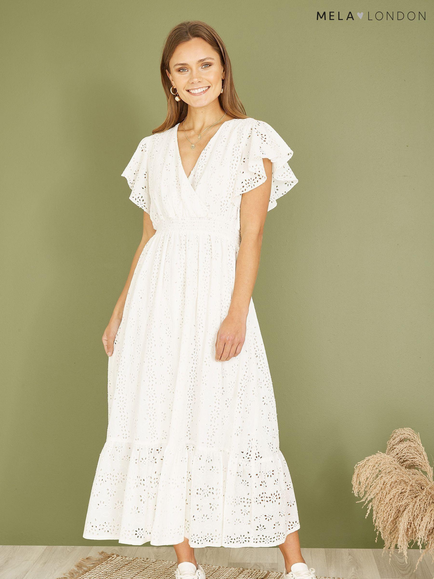 Petite white wrap dress 2025