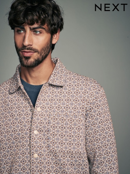 Natural Floral Quilted Tapestry Shacket (E23475) | €63