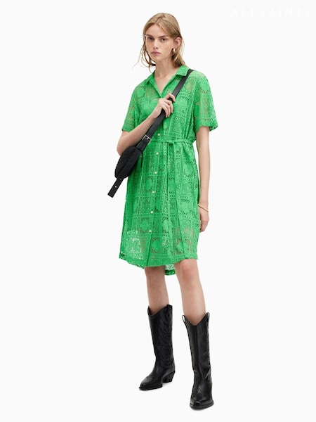 AllSaints Green Athea Crochet Dress (E23514) | €106