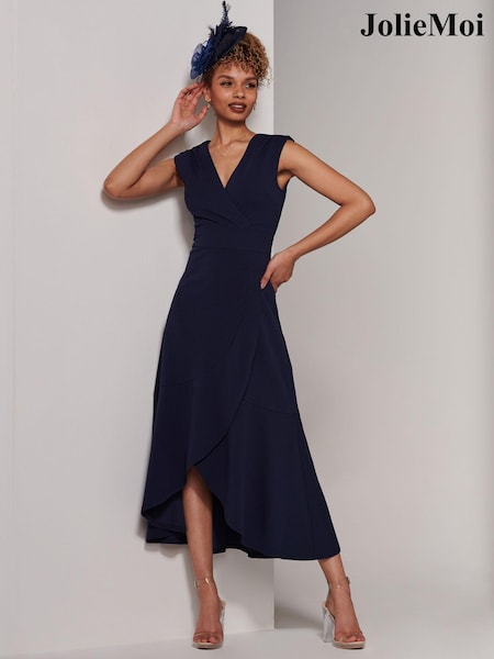 Jolie Moi Black Chrome Preslie Wrap Frill Hem Maxi Dress (E23578) | € 58