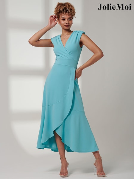 Синий - Jolie Moi Preslie Wrap Frill Hem Maxi Dress (E23581) | €49