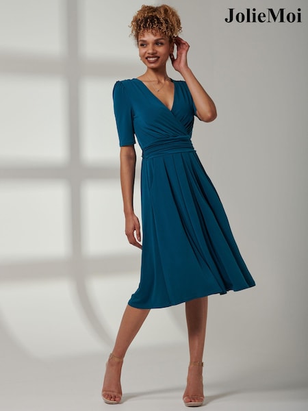 Blau - Jolie Moi Bianca Half Sleeve Jersey Midi Dress (E23583) | 53 €