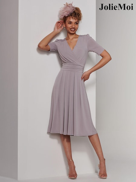 Grau - Jolie Moi Bianca Half Sleeve Jersey Midi Dress (E23591) | 53 €