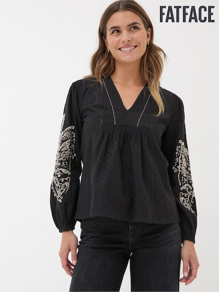 FatFace Black Lara Detail Blouse (E23705) | €36.50