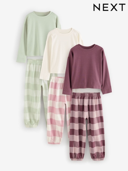 Purple/Green Woven Bottom Pyjamas 3 Pack (3-16yrs) (E23746) | $88 - $107