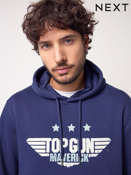 Top Gun Blue Cotton Rich Printed Graphic Hoodie (E23780) | R$ 385