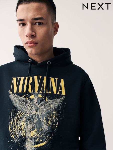 Black Nirvana License Graphic Hoodie (E23784) | R$ 385