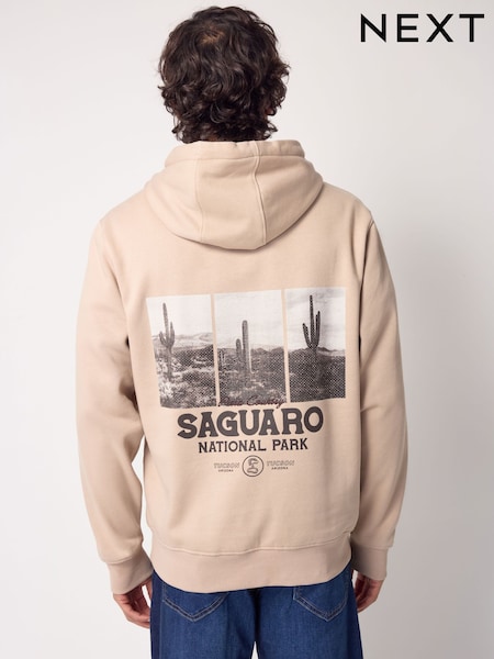 Neutral Cotton Rich Printed Graphic Hoodie (E23809) | R$ 325